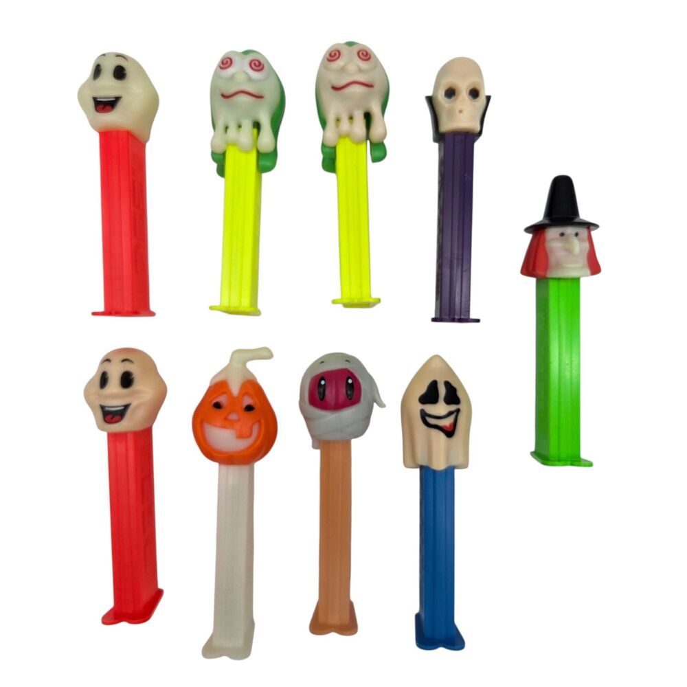 Halloween Pez Dispenser Lot 9 Glow In The Dark Ghost Mummy Witch Pumpkin